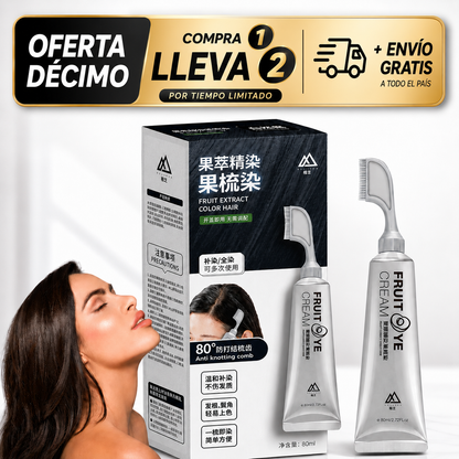 2x1 FruitDye® - Crema de Tinte Natural para el Cabello con Peine Aplicador