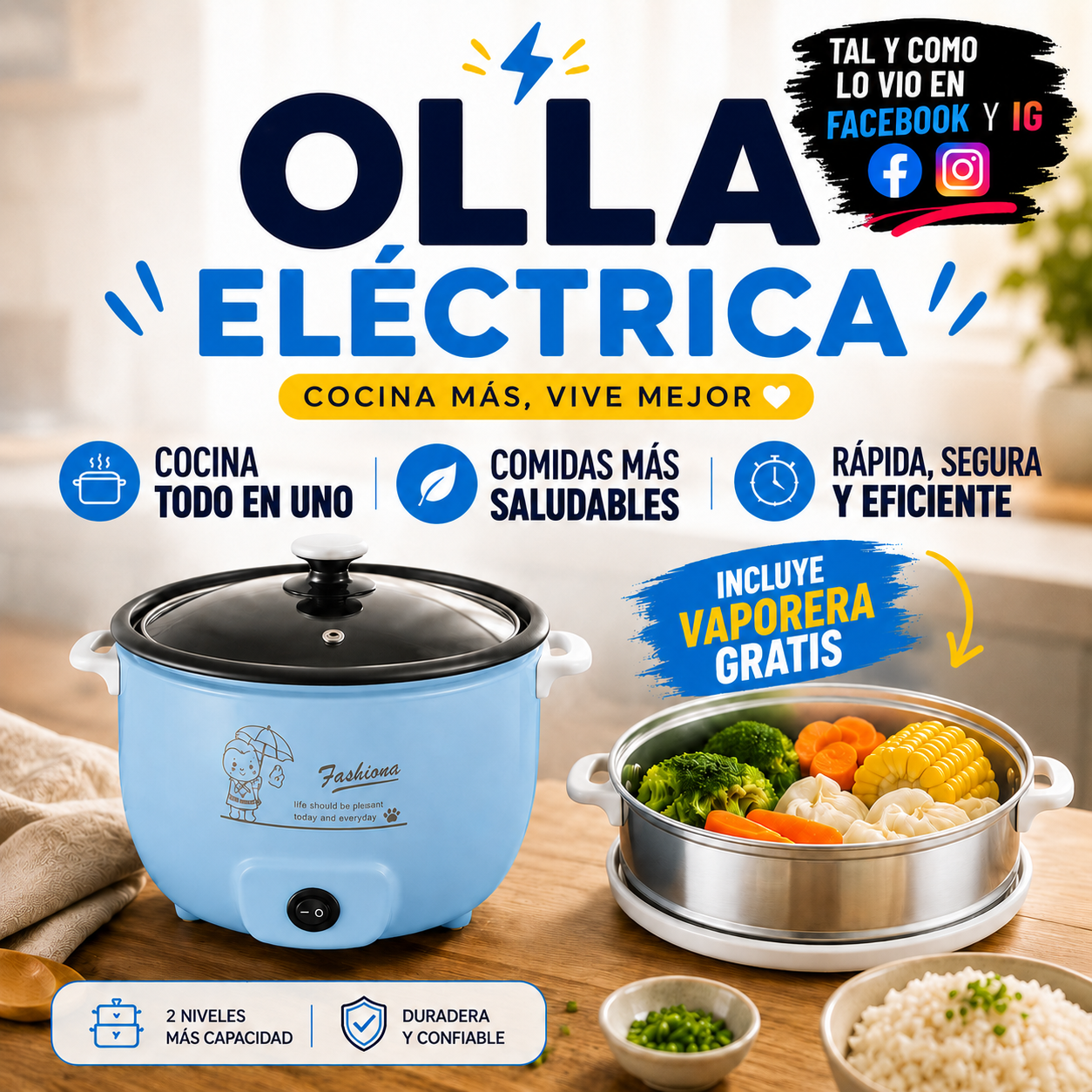 Olla Electrica A Vapor 🍳⚡